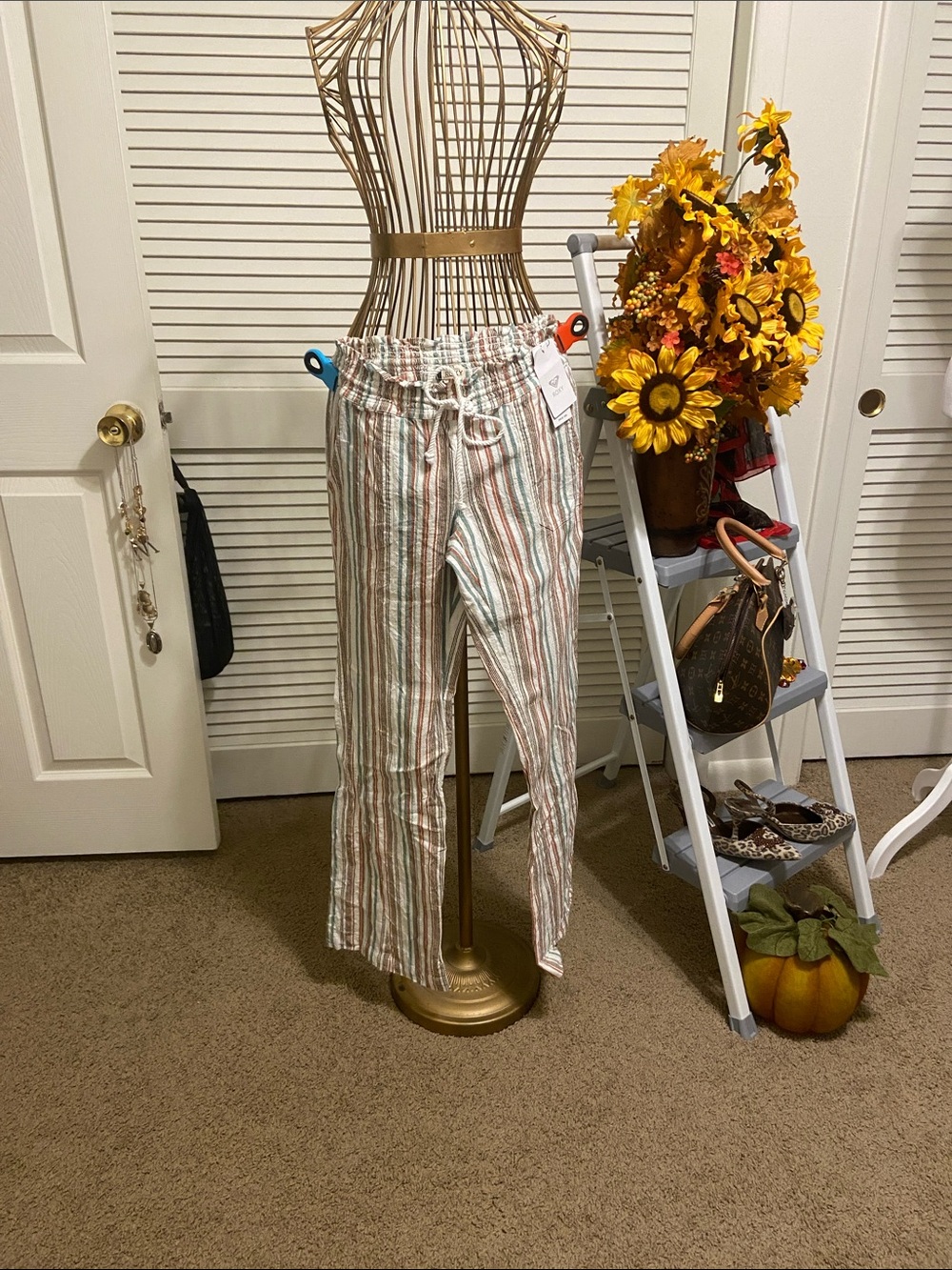 Roxy Multicolor Vertical Stripe Wide-Leg Jeans